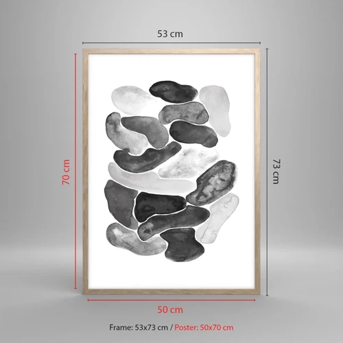 Een poster in een licht eiken lijst - Rotsachtige abstractie - 50x70 cm