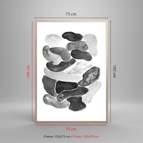 Een poster in een licht eiken lijst - Rotsachtige abstractie - 70x100 cm