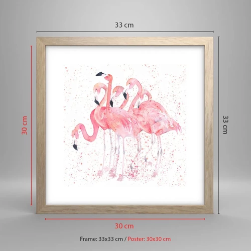 Een poster in een licht eiken lijst - Roze ensemble - 30x30 cm