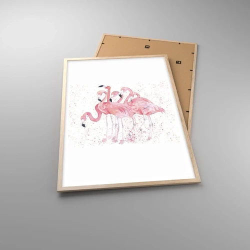 Een poster in een licht eiken lijst - Roze ensemble - 61x91 cm
