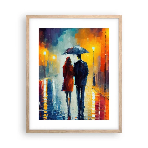 Een poster in een licht eiken lijst - Samen – een kleurrijke nacht - 40x50 cm