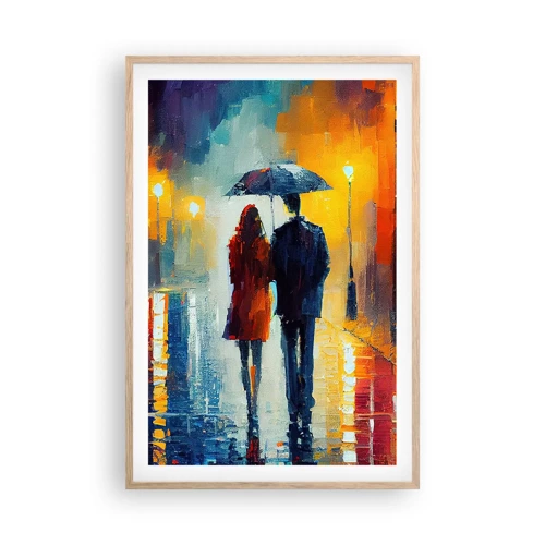 Een poster in een licht eiken lijst - Samen – een kleurrijke nacht - 61x91 cm