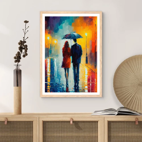 Een poster in een licht eiken lijst - Samen – een kleurrijke nacht - 61x91 cm