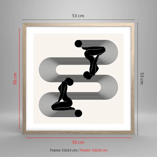 Een poster in een licht eiken lijst - Sensuele symmetrie - 50x50 cm