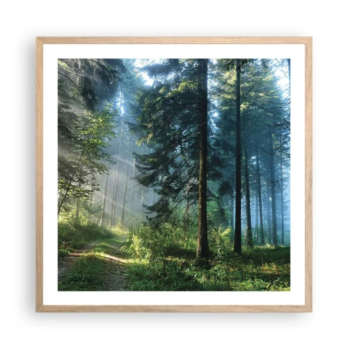 Een poster in een licht eiken lijst - Stralend in de ochtend - 60x60 cm