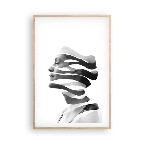Een poster in een licht eiken lijst - Surrealistisch portret - 61x91 cm