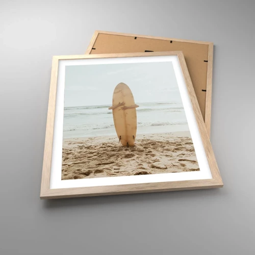 Een poster in een licht eiken lijst - Uit liefde voor golven - 40x50 cm