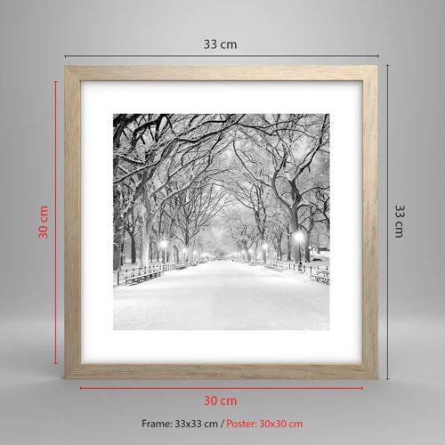 Een poster in een licht eiken lijst - Vier seizoenen - winter - 30x30 cm