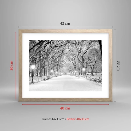 Een poster in een licht eiken lijst - Vier seizoenen - winter - 40x30 cm