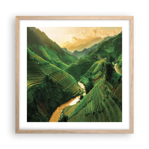 Een poster in een licht eiken lijst - Vietnamese vallei - 50x50 cm