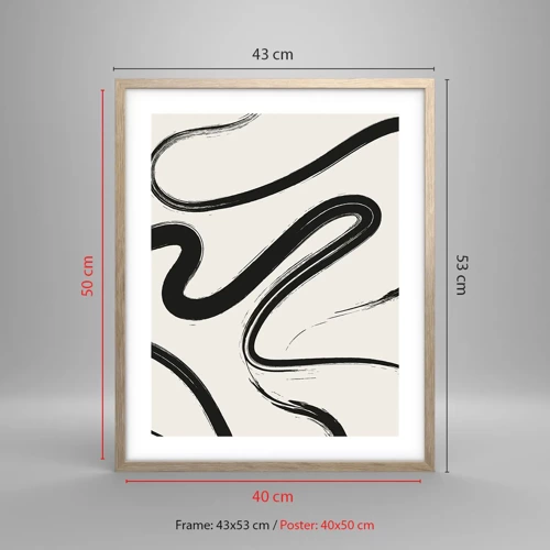 Een poster in een licht eiken lijst - Zwart-wit eigenzinnigheid - 40x50 cm