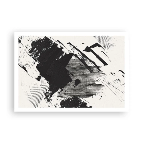 Poster - Abstractie – expressie van zwart - 100x70 cm