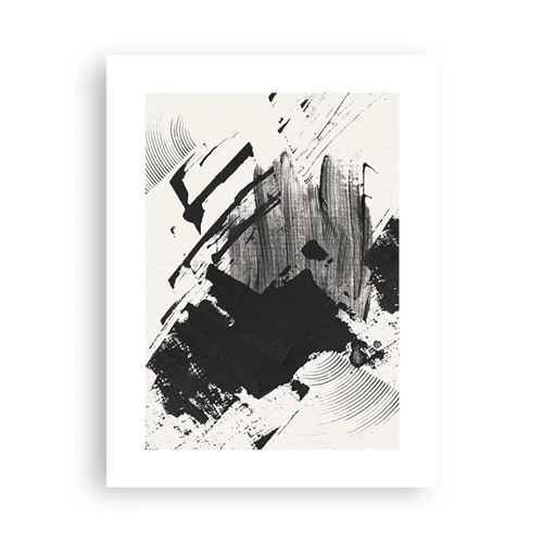 Poster - Abstractie – expressie van zwart - 30x40 cm