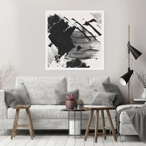 Poster - Abstractie – expressie van zwart - 40x40 cm