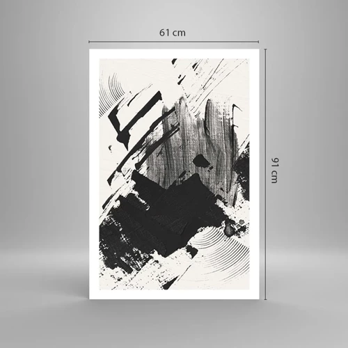 Poster - Abstractie – expressie van zwart - 61x91 cm