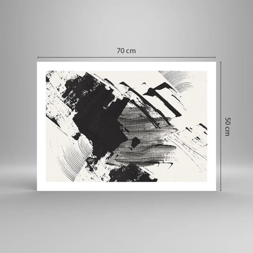 Poster - Abstractie – expressie van zwart - 70x50 cm