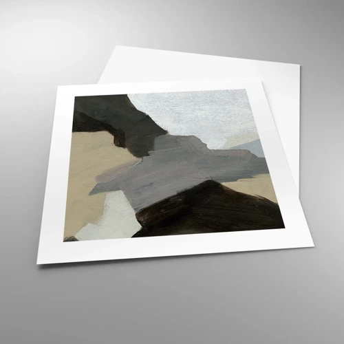 Poster - Abstractie: het kruispunt van grijs - 40x40 cm