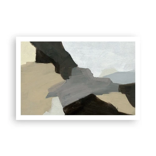 Poster - Abstractie: het kruispunt van grijs - 91x61 cm