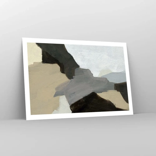 Poster - Abstractie: het kruispunt van grijs - 91x61 cm