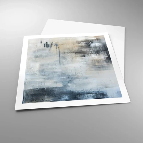 Poster - Achter het blauwe gordijn - 60x60 cm