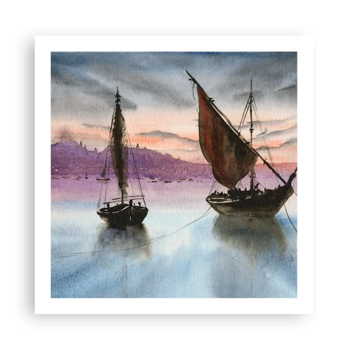 Poster - Avond in de haven - 60x60 cm