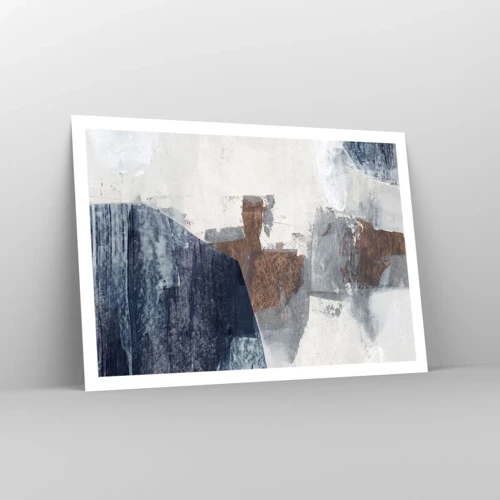 Poster - Blauwe en bruine vormen - 100x70 cm
