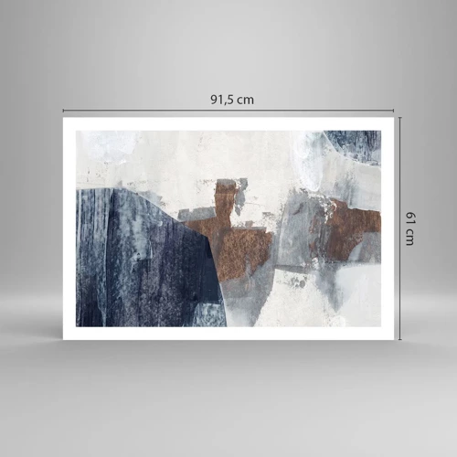 Poster - Blauwe en bruine vormen - 91x61 cm