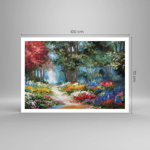 Poster - Bostuin, bloemenbos - 100x70 cm