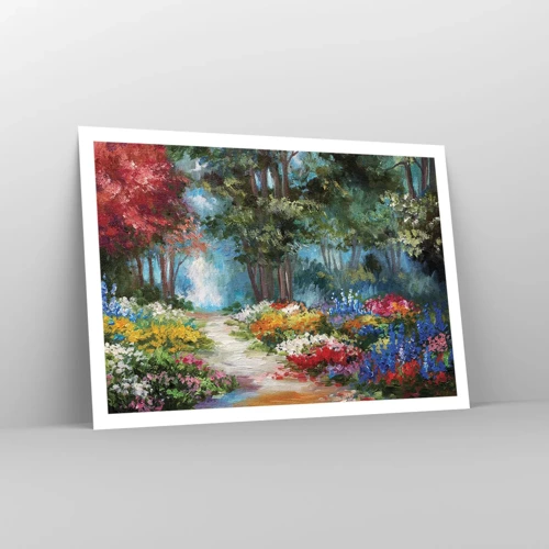 Poster - Bostuin, bloemenbos - 100x70 cm