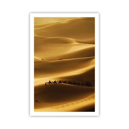 Poster - Caravan in de woestijngolven - 61x91 cm