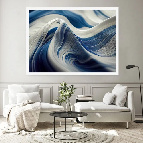 Poster - De vloeibaarheid van blauw en wit - 40x30 cm