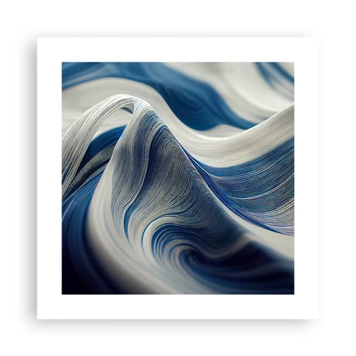 Poster - De vloeibaarheid van blauw en wit - 40x40 cm