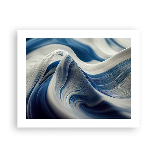 Poster - De vloeibaarheid van blauw en wit - 50x40 cm