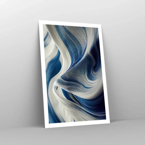 Poster - De vloeibaarheid van blauw en wit - 61x91 cm