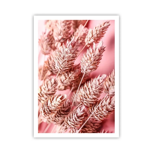 Poster - Een bloemencascade in roze - 70x100 cm