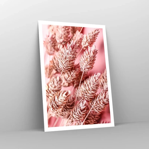 Poster - Een bloemencascade in roze - 70x100 cm