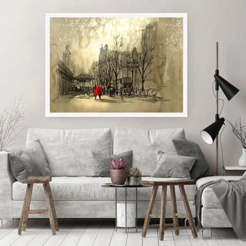 Poster - Een date in de Londense mist - 40x30 cm