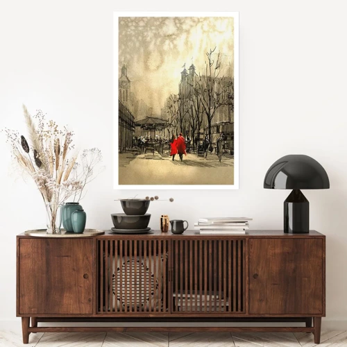 Poster - Een date in de Londense mist - 70x100 cm