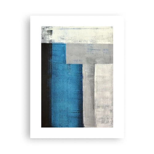 Poster - Een poëtische compositie van grijs en blauw - 30x40 cm