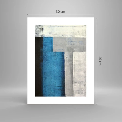 Poster - Een poëtische compositie van grijs en blauw - 30x40 cm