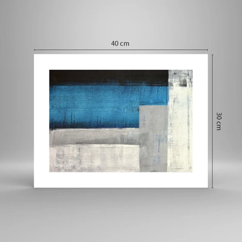 Poster - Een poëtische compositie van grijs en blauw - 40x30 cm
