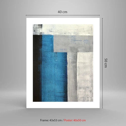 Poster - Een poëtische compositie van grijs en blauw - 40x50 cm