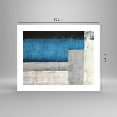 Poster - Een poëtische compositie van grijs en blauw - 50x40 cm