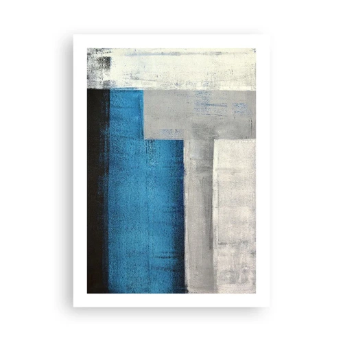 Poster - Een poëtische compositie van grijs en blauw - 50x70 cm