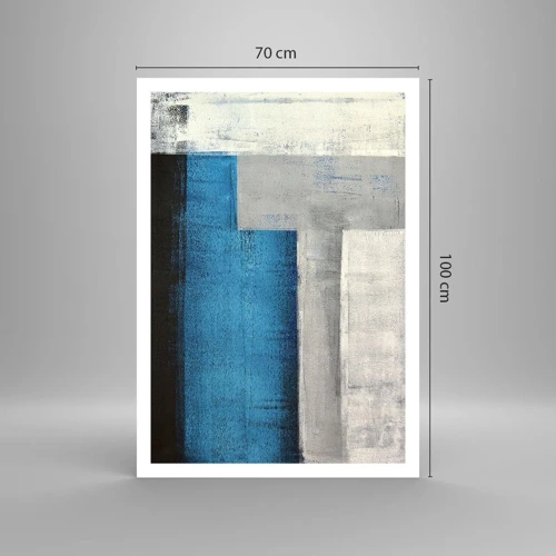 Poster - Een poëtische compositie van grijs en blauw - 70x100 cm
