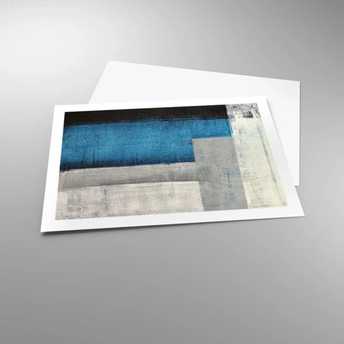 Poster - Een poëtische compositie van grijs en blauw - 70x50 cm