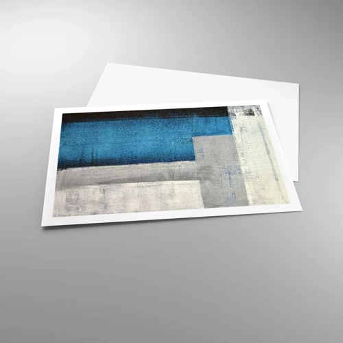 Poster - Een poëtische compositie van grijs en blauw - 91x61 cm