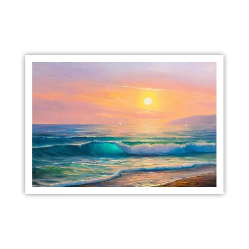 Poster - Een turquoise lied van de golven - 100x70 cm