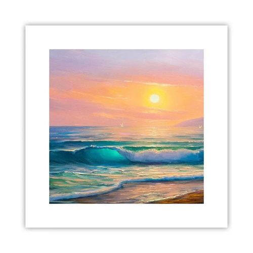 Poster - Een turquoise lied van de golven - 30x30 cm