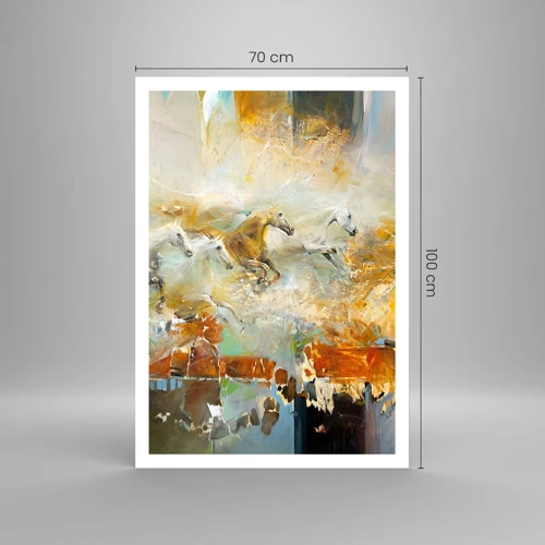 Poster - Galopperen door het licht - 70x100 cm